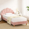 Artiss King Single Bed Frame Scallop Bedhead Pink Velvet