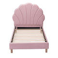 Artiss Single Bed Frame Scallop Upholstered Headboard Pink Velvet Platform Base Support up to 180kg