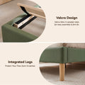 Artiss King Single Bed Frame, Green Faux Linen with Wooden Slats