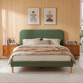 Artiss Queen Bed Frame, Green Fabric, Padded Headboard, 300kg Capacity