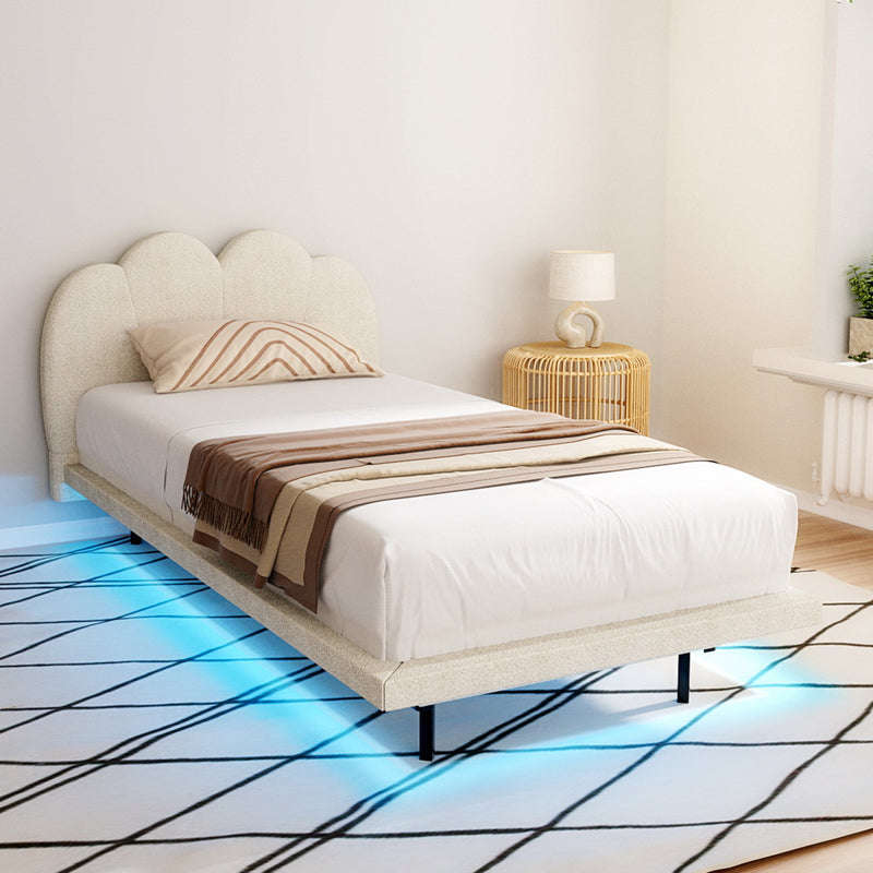 Artiss Single Bed Frame Boucle Beige SASA