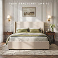 Artiss King Upholstered Bed Frame with 3 Storage Drawers Wingback Headboard Heavy Duty Metal Platform Base
