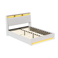 Artiss Gas Lift Bed Frame LED Double White Storage Headboard