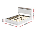 Artiss Gas Lift Bed Frame LED Double White Storage Headboard