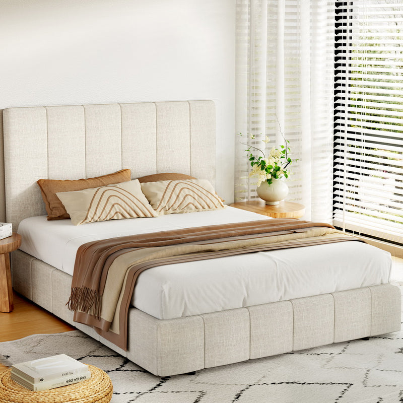 Artiss DOUBLE Bed Frame Beige TETTE
