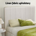 Artiss QUEEN Bed Frame Beige TETTE Upholstered Linen Gas Lift Storage