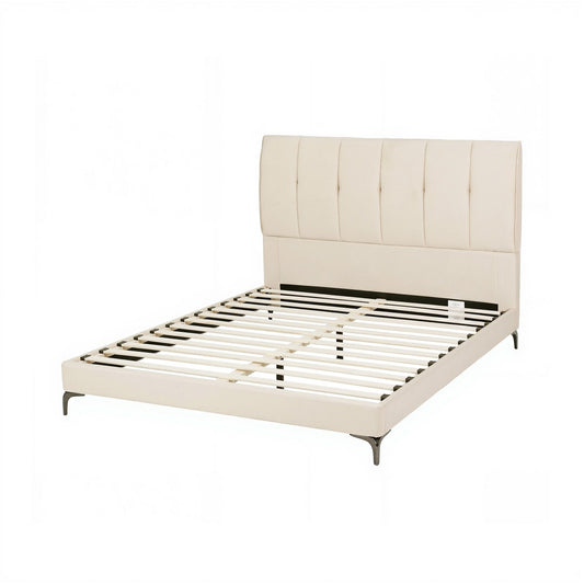 Artiss DOUBLE Bed Frame Upholstered Platform Bed with Tufted Headboard 300kg Support