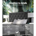 Artiss DOUBLE Bed Head Headboard Charcoal Fabric CAPPI