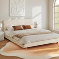 Artiss Double Bed Frame Boucle White Headboard Platform Base