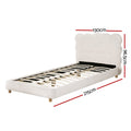Artiss KING SINGLE Bed Frame Boucle Fabric White Headboard Platform