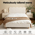 Artiss KING SINGLE Bed Frame Boucle Fabric White Headboard Platform