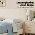 Artiss KING SINGLE Bed Frame Boucle Fabric White Headboard Platform
