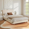 Artiss KING SINGLE Bed Frame Boucle Fabric White Headboard Platform