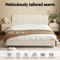 Artiss Queen Bed Frame Boucle Fabric Headboard White Mattress Base