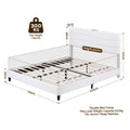 Artiss Double Bed Frame with Adjustable Headboard Platform Base Linen Fabric Charging Ports