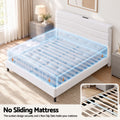 Artiss Double Bed Frame with Adjustable Headboard Platform Base Linen Fabric Charging Ports