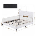 Artiss QUEEN Bed Frame Adjustable Headboard Storage Charging Ports Beige