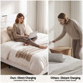 Artiss QUEEN Bed Frame Adjustable Headboard Storage Charging Ports Beige