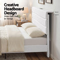 Artiss QUEEN Bed Frame Adjustable Headboard Storage Charging Ports Beige
