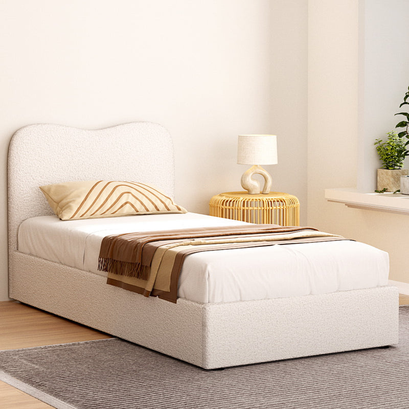 Artiss Single Bed Frame Boucle Grey Upholstered