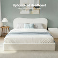 Artiss DOUBLE Bed Frame Gaslift Storage Boucle White Wooden