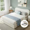 Artiss DOUBLE Bed Frame Gaslift Storage Boucle White Wooden