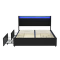 Artiss DOUBLE Bed Frame LED Black 4 Storage Drawers
