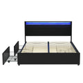 Artiss QUEEN Bed Frame LED 4 Drawers Black Storage