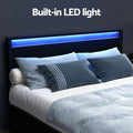 Artiss QUEEN Bed Frame LED 4 Drawers Black Storage