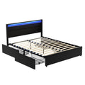 Artiss QUEEN Bed Frame LED 4 Drawers Black Storage