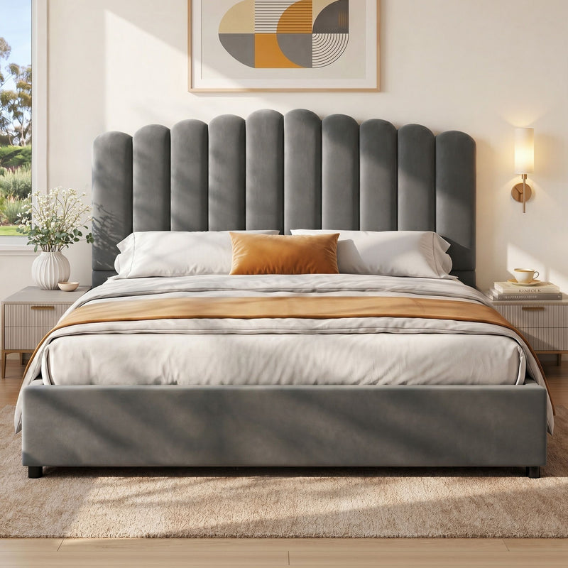 Artiss KING Bed Frame Velvet Grey
