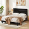 Artiss DOUBLE Bed Frame Upholstered Velvet Geometric Headboard Black
