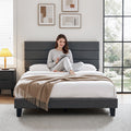 Artiss DOUBLE Bed Frame Upholstered Charcoal Grey Linen Headboard