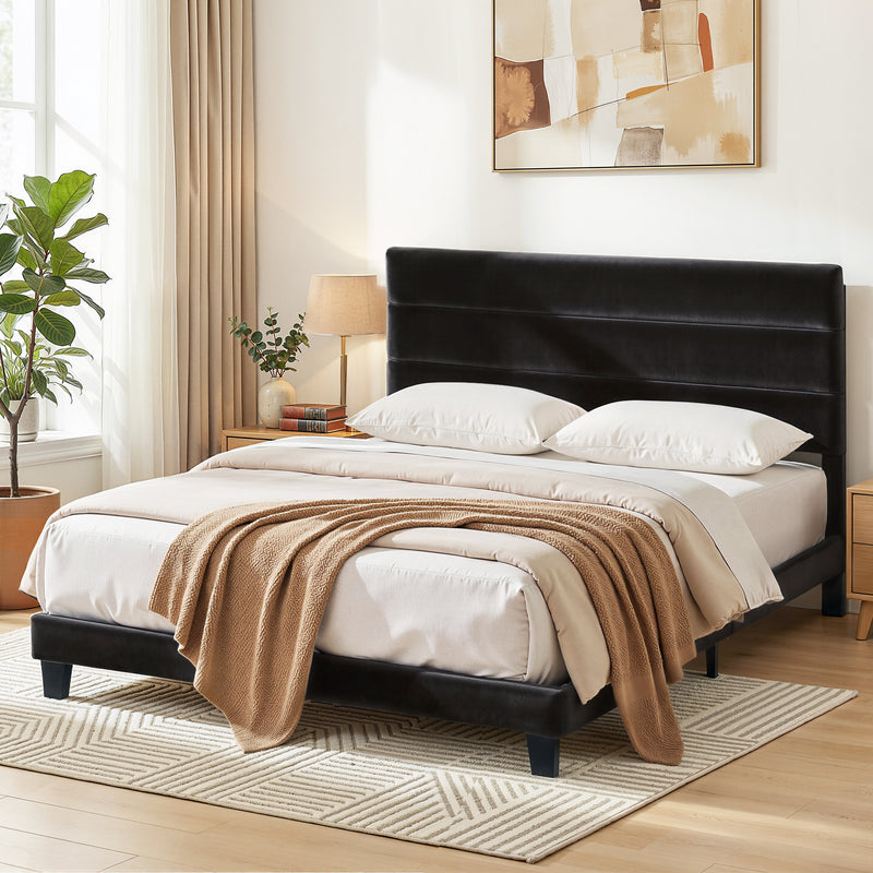 Artiss KING Bed Frame Black Velvet Upholstered Platform Geometric