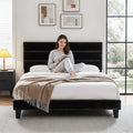 Artiss KING Bed Frame Black Velvet Upholstered Platform Geometric