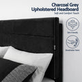 Artiss KING Bed Frame Black Velvet Upholstered Platform Geometric