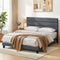 Artiss KING Bed Frame Upholstered Grey Geometric Headboard Wood