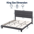 Artiss KING Bed Frame Upholstered Grey Geometric Headboard Wood