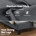 Artiss KING Bed Frame Upholstered Grey Geometric Headboard Wood