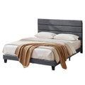 Artiss KING Bed Frame Upholstered Grey Geometric Headboard Wood