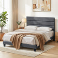 Artiss QUEEN Bed Frame Upholstered Charcoal Grey Linen Headboard