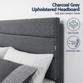 Artiss QUEEN Bed Frame Upholstered Charcoal Grey Linen Headboard