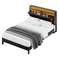 Artiss Double Bed Frame LED Storage Headboard Charging Black