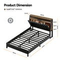 Artiss Double Bed Frame LED Storage Headboard Charging Black