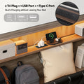 Artiss Double Bed Frame LED Storage Headboard Charging Black