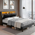Artiss Double Bed Frame LED Storage Headboard Charging Black