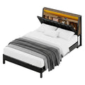 Artiss Queen Bed Frame LED Storage Headboard Charging Black