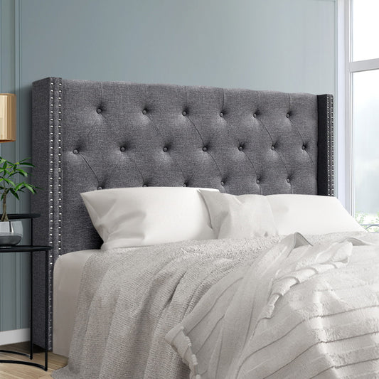 Artiss Bed Head Headboard QUEEN Size Fabric - LUCA Grey