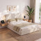 Artiss Double Bed Frame with 100cm Bouclé Headboard, USB-C & Night Lights