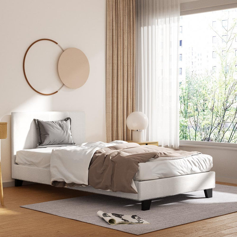 Artiss KING SINGLE Bed Frame Boucle Grey Upholstered
